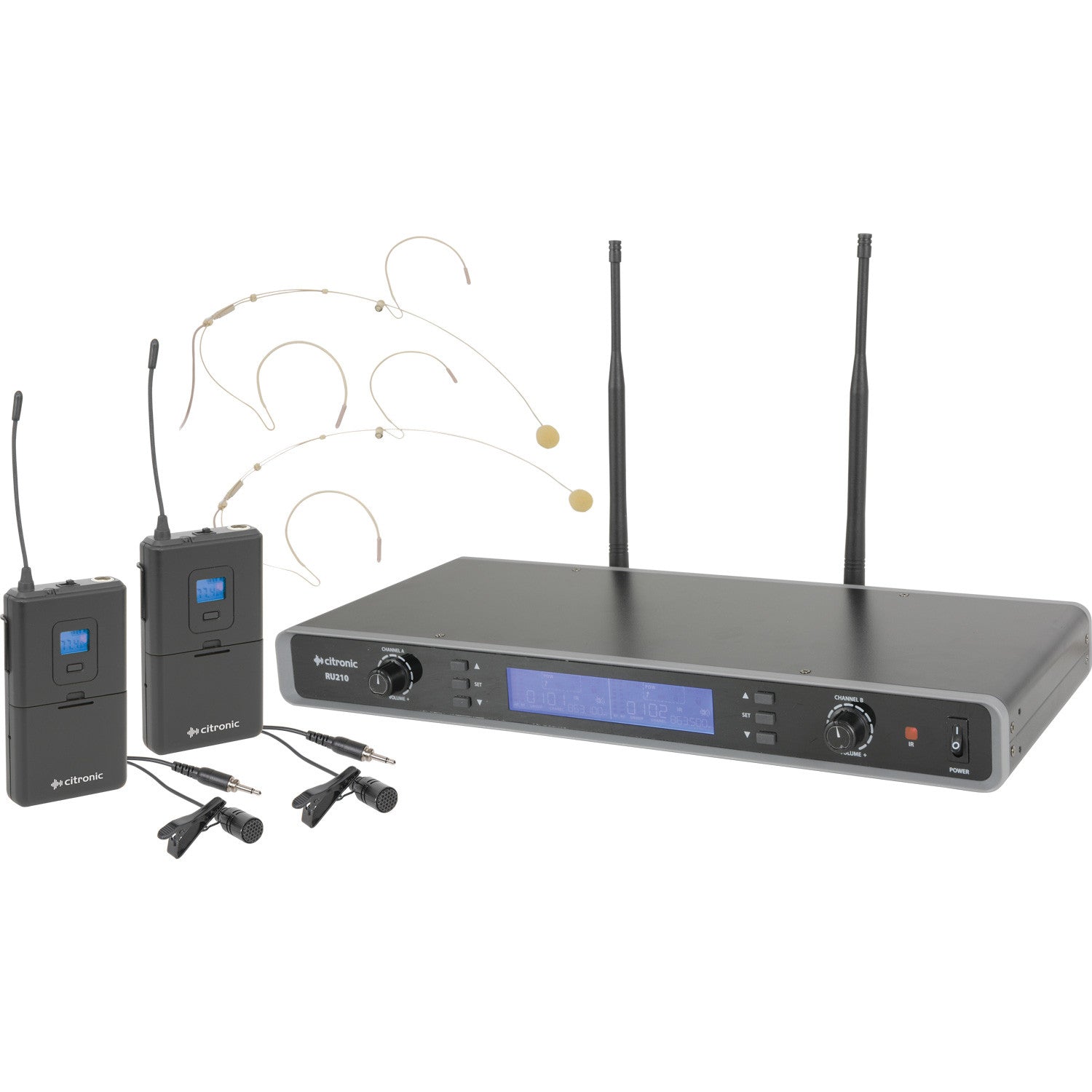 Citronic Tuneable Dual UHF Beltpack Wireless Microphone System