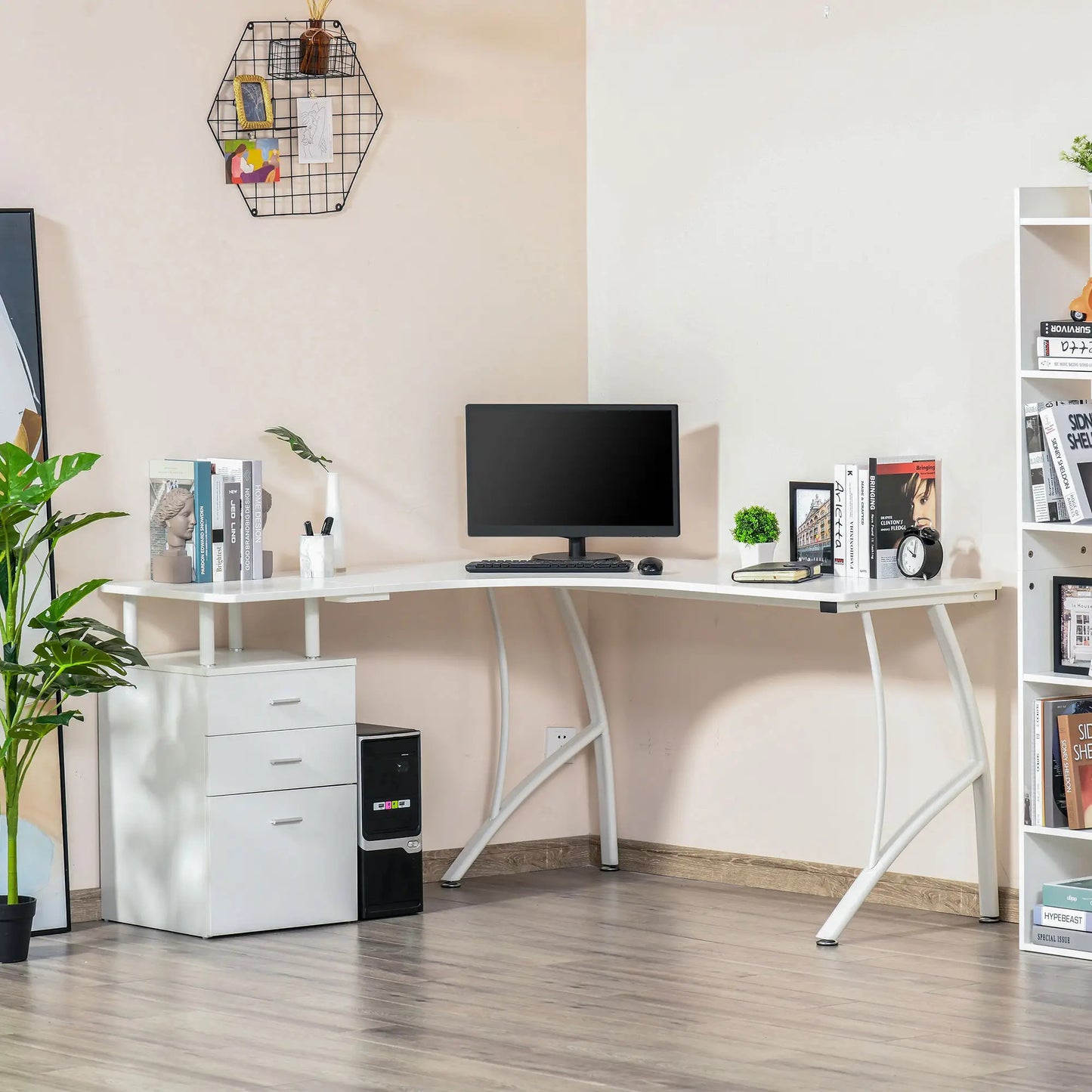 ProperAV Extra L-Shaped Corner Desk with Drawers