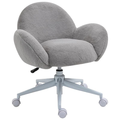 ProperAV Extra Fluffy Leisure Adjustable Swivel Mid-Back Office Chair with Wheels Grey