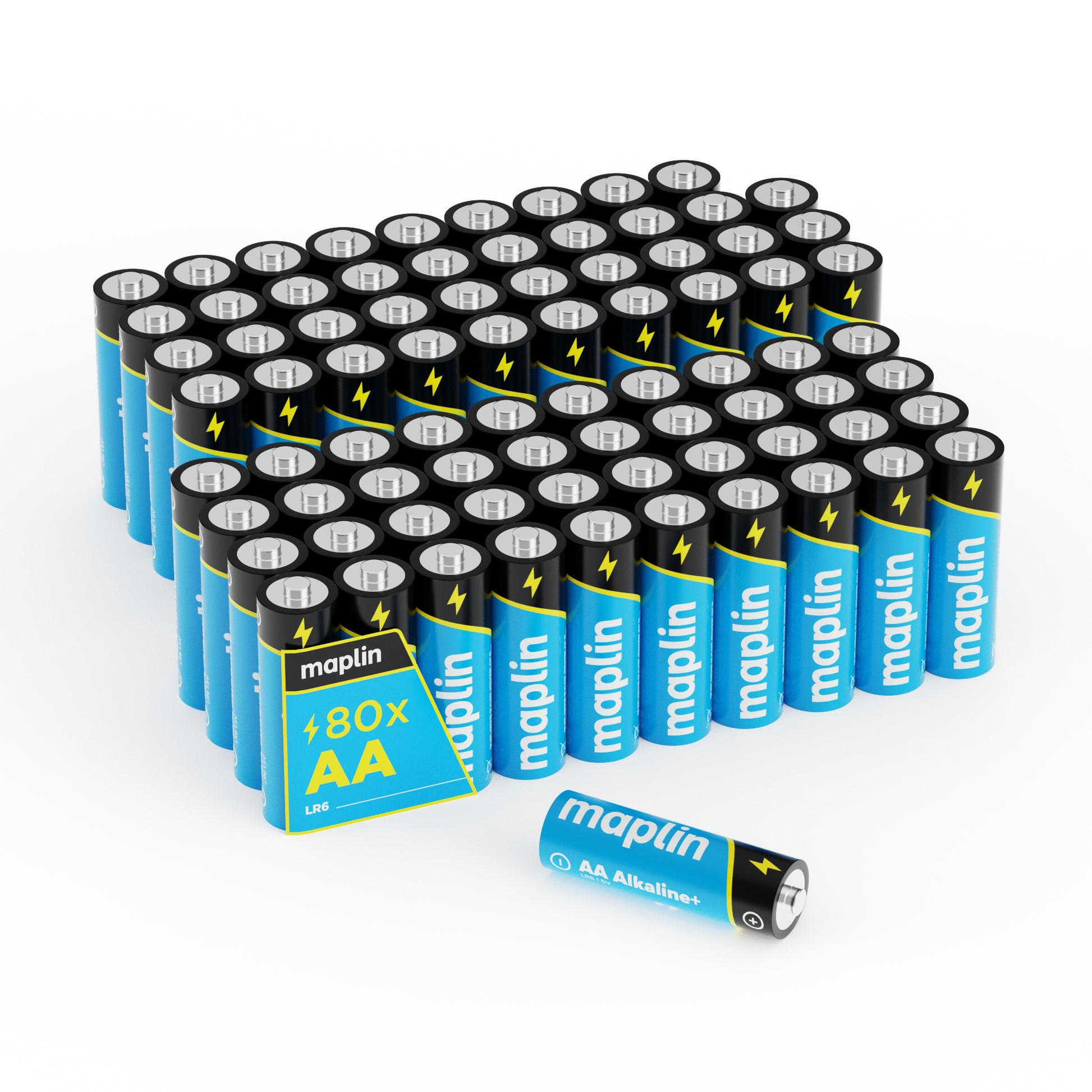 Maplin AA LR6 1.5V Alkaline Batteries 7 Year Shelf Life High Performance Pack of 80