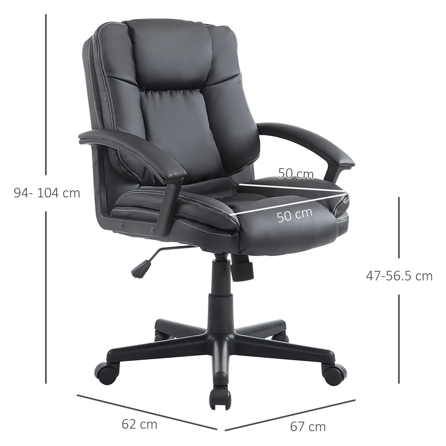 ProperAV Extra PU Leather Swivel Mid-Back Executive Office Chair