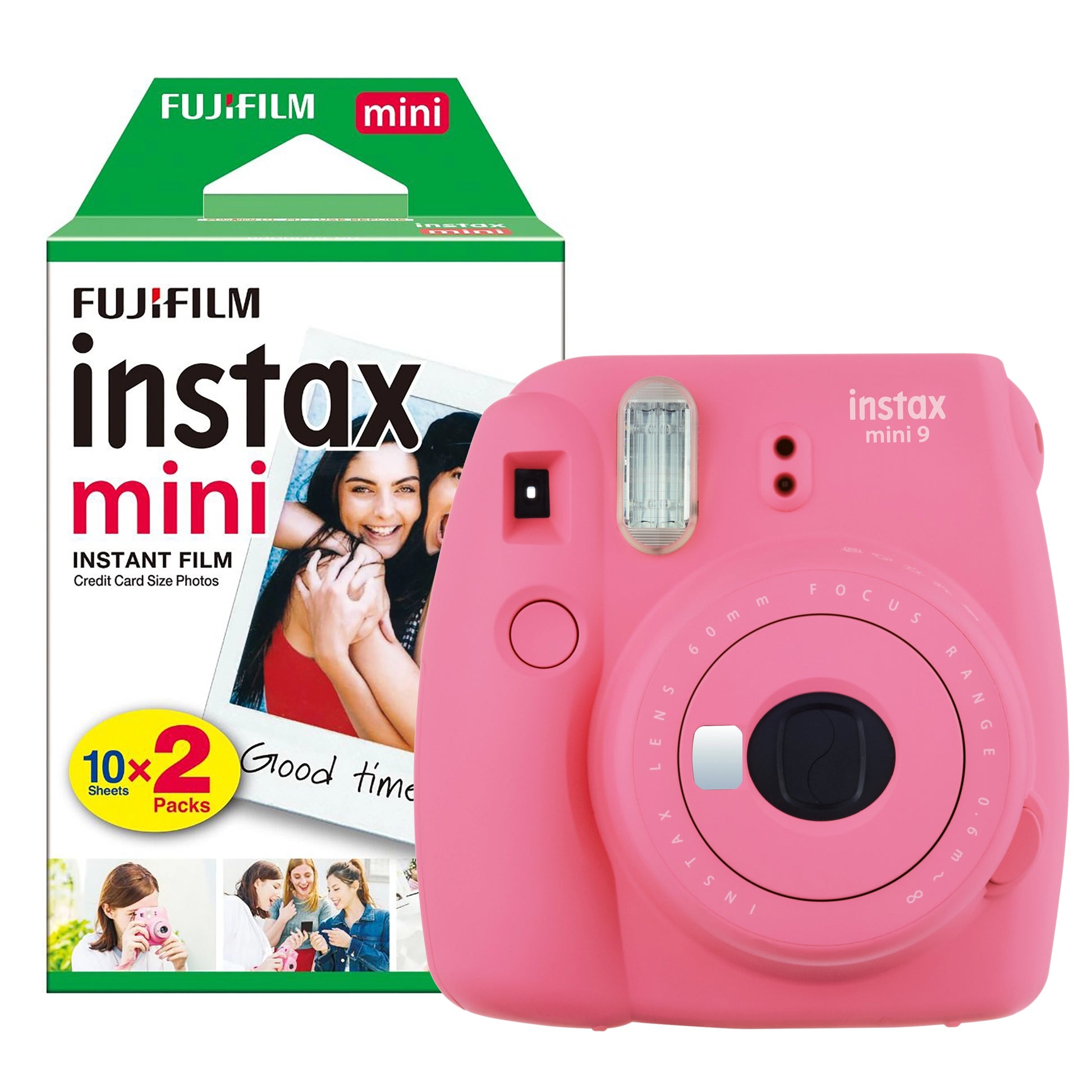 Fujifilm Instax Mini 9 Instant Camera - Flamingo Pink Camera + 20 Shot Pack