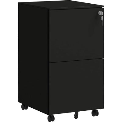 ProperAV Extra Lockable 2-Drawer Vertical Filing Cabinet with Adjustable Hanging Bar Black