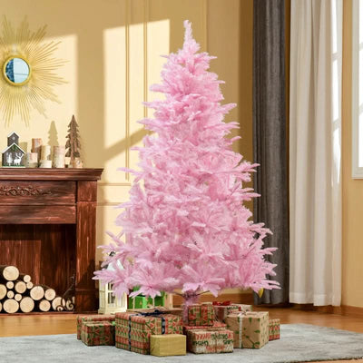 HOMCOM 6ft Pink Artificial Christmas Tree