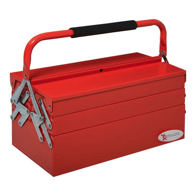 Maplin Plus 3 Tier 5 Tray Professional Portable Metal Tool Box with Carry Handle Red