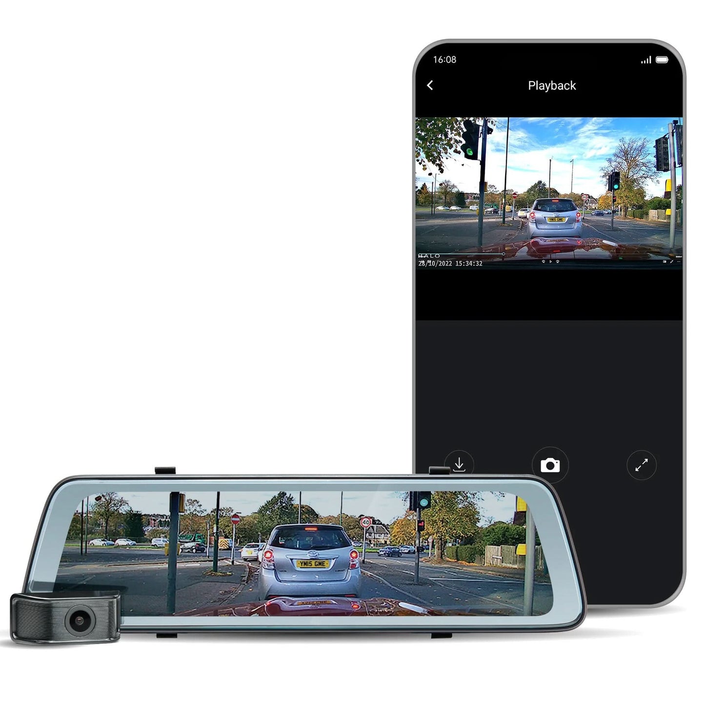 Road Angel Halo View 2 Dual Mirror Dash Cam with Rear Dash Cam/Parking Cam - maplin.co.uk