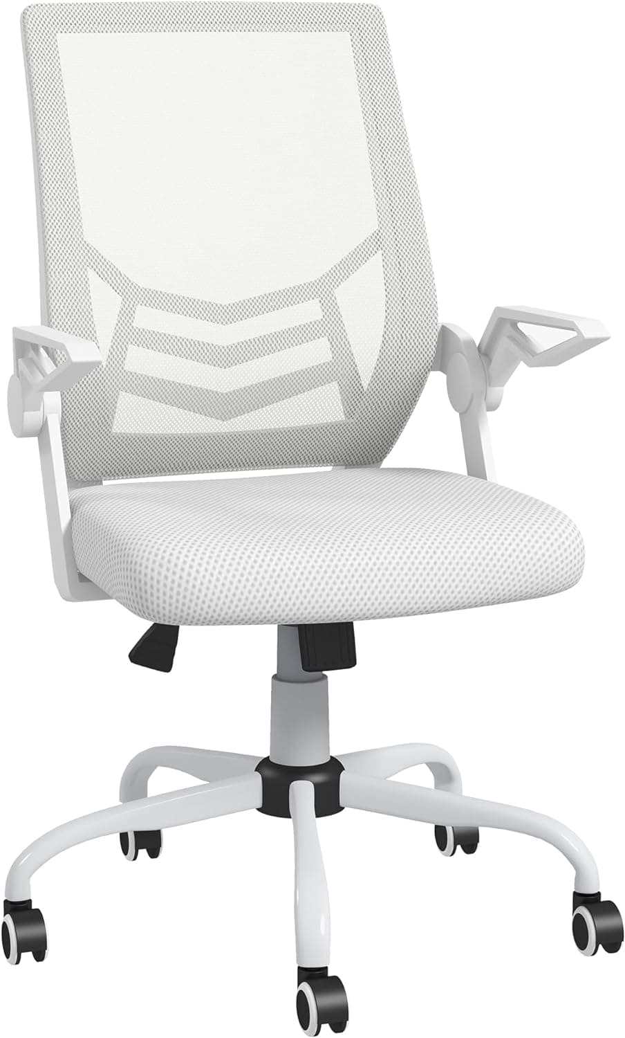 ProperAV Extra Ergonomic Adjustable Office Chair with Flip-up Arm & Lumbar Back Support White