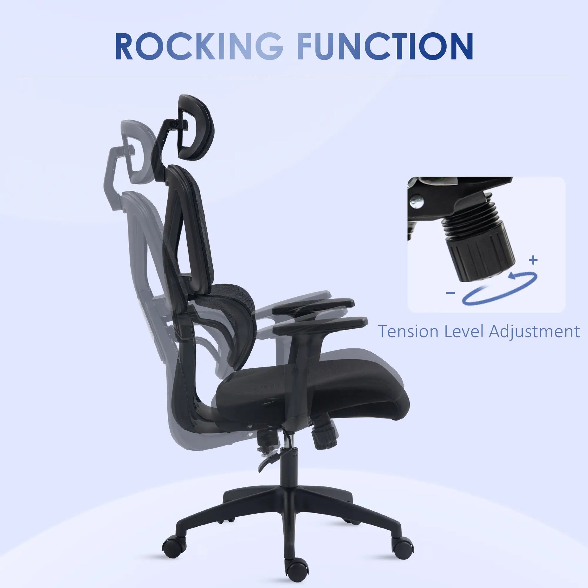 ProperAV Extra Mesh Swivel Adjustable Ergonomic Office Chair with Headrest - Black