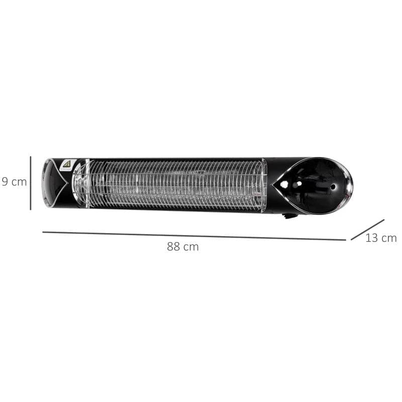 Maplin Plus 2000W Wall Mounted Electric Infrared Patio Heater with Remote Control - Black