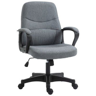 ProperAV Extra Fabric Adjustable Mid-Back Office Chair with Massage Lumbar Support - Grey