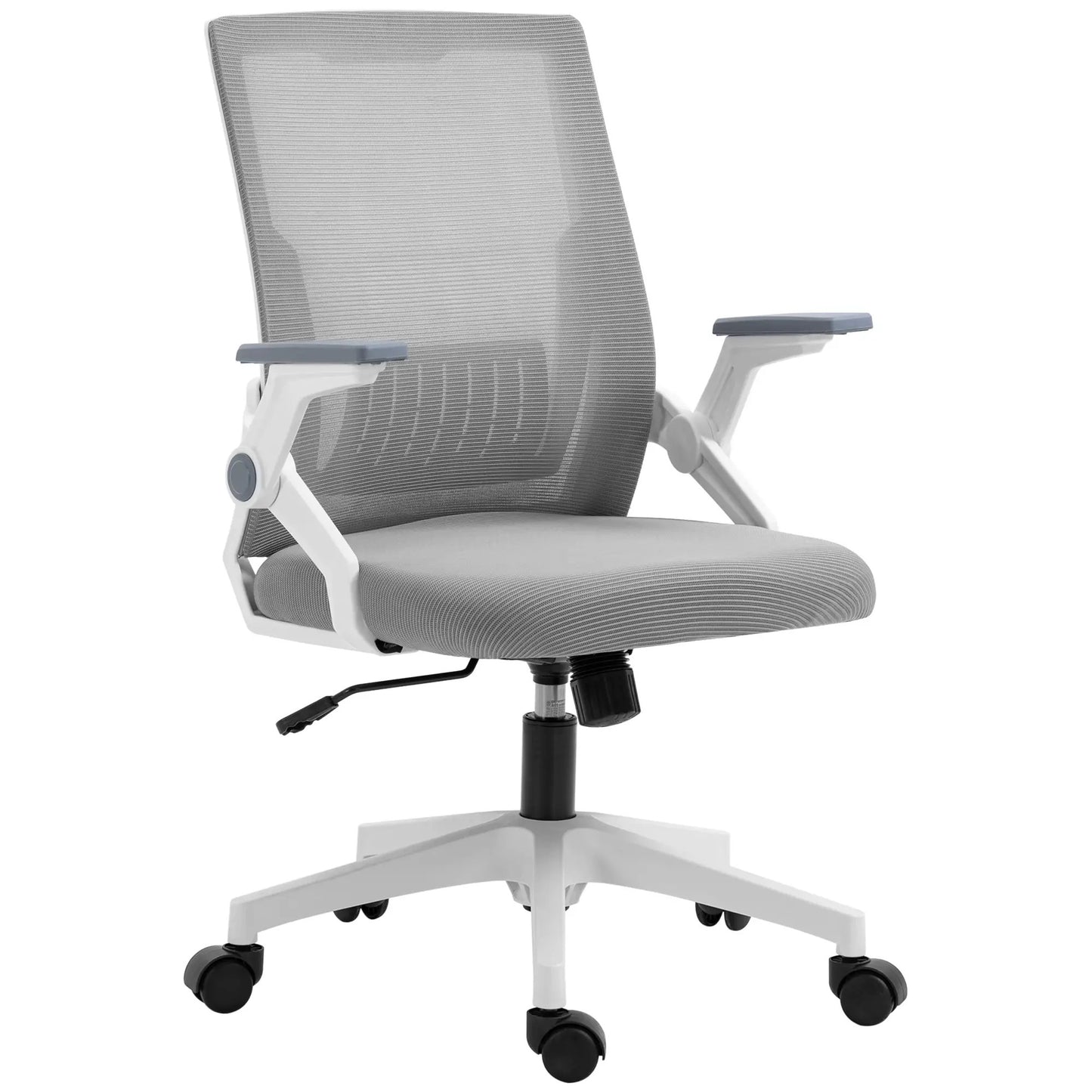 ProperAV Extra Mesh Ergonomic Office Chair with Lumbar Support & Flip-Up Arms Grey