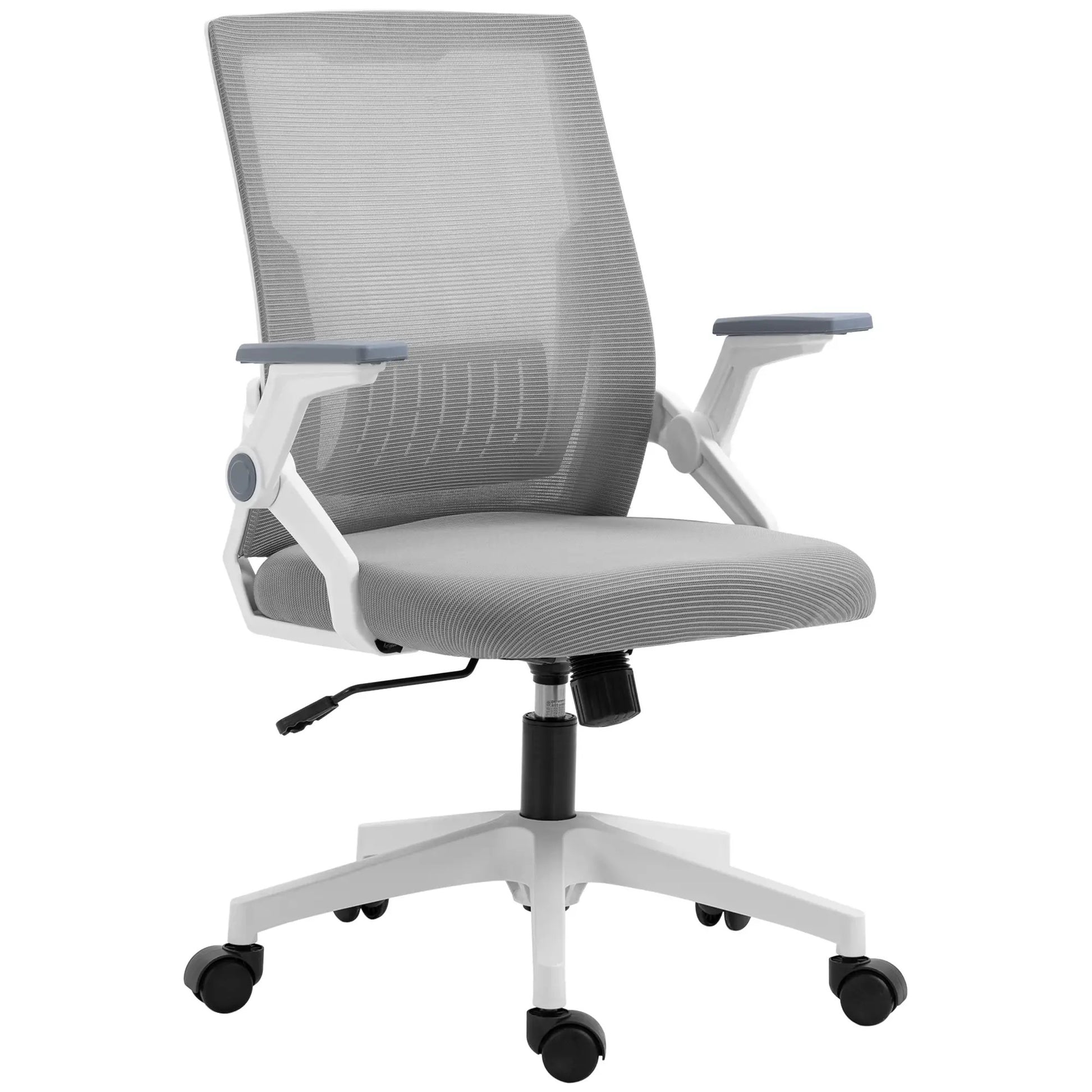 ProperAV Extra Mesh Ergonomic Office Chair with Lumbar Support & Flip-Up Arms Grey