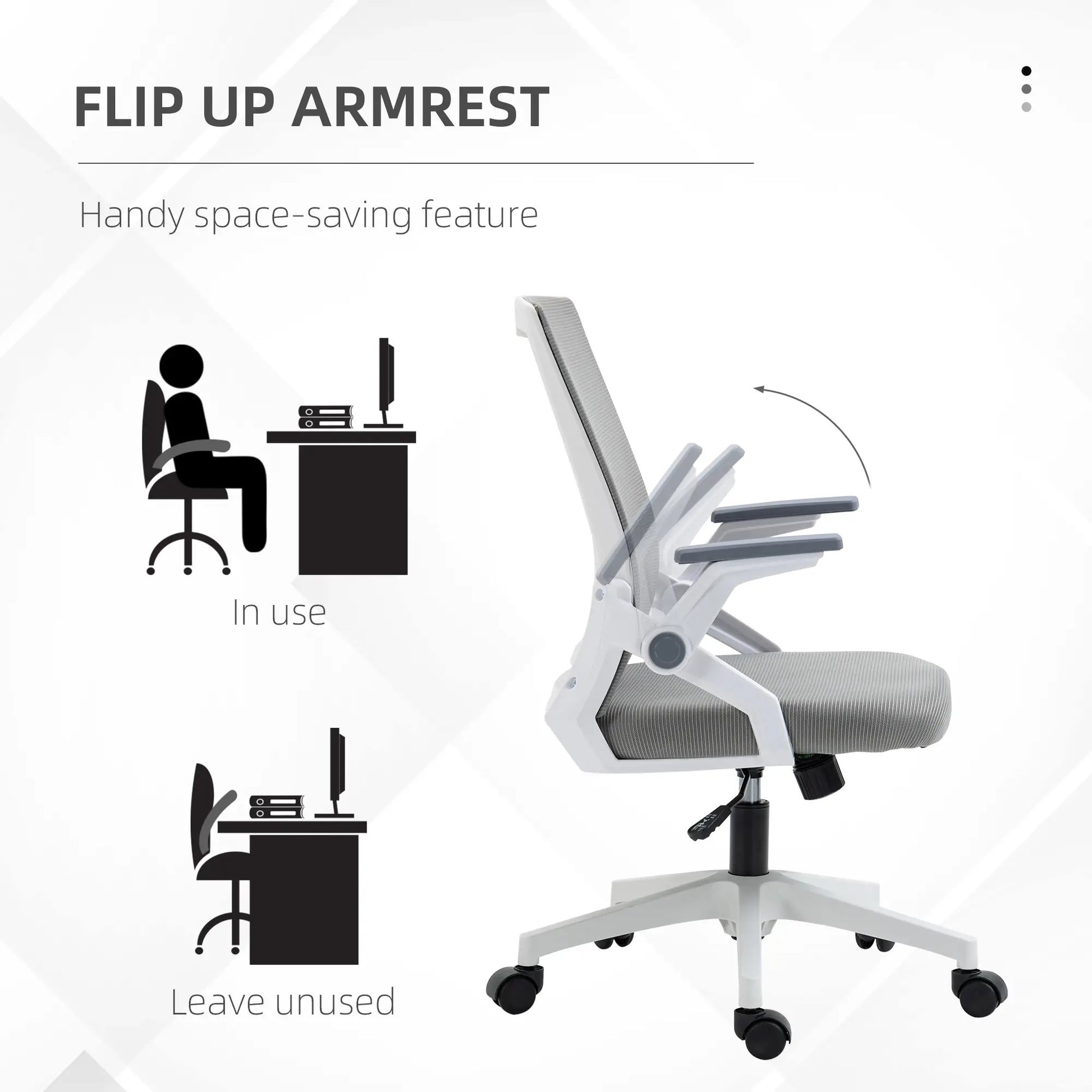 ProperAV Extra Mesh Ergonomic Office Chair with Lumbar Support & Flip-Up Arms