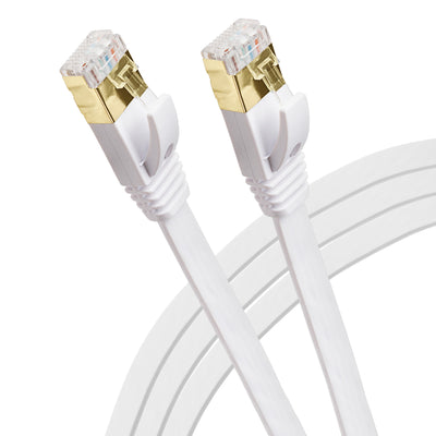 Maplin RJ45 CAT7 Flat Ethernet LAN Cable - White 50m