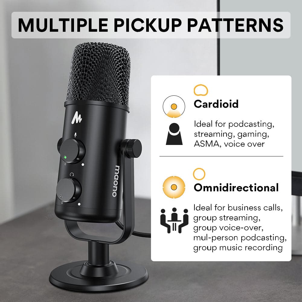 ProSound USB C Desk Top Condenser Omnidirectional Dual Polar Cardioid Microphone