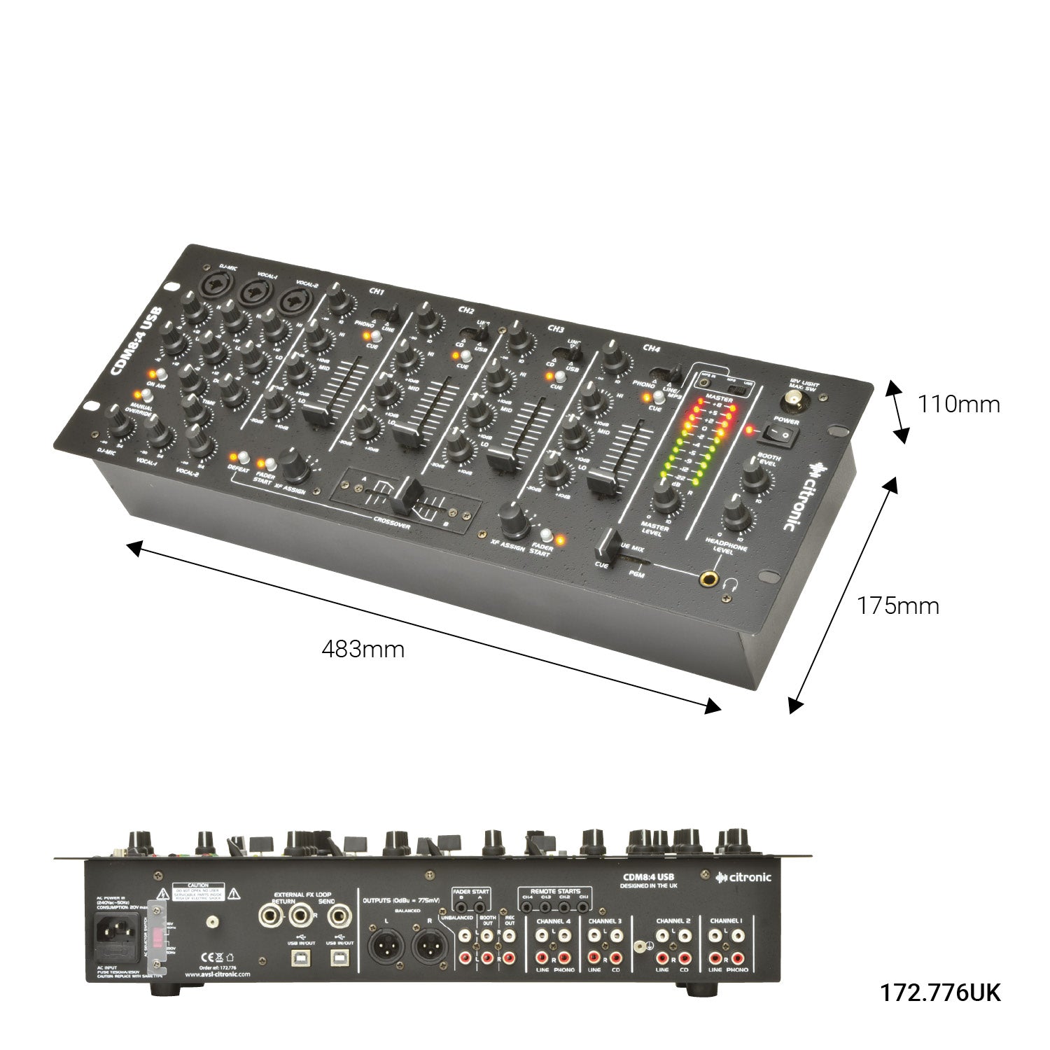 Citronic 4 Channel 19" DJ Mixer