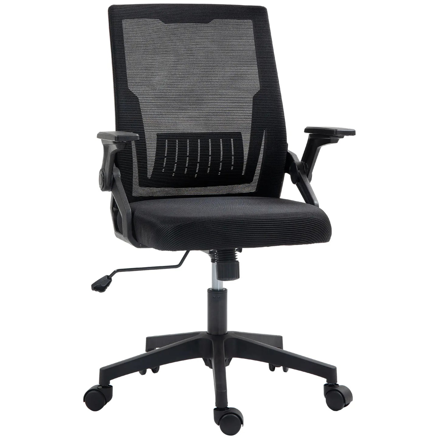 ProperAV Extra Mesh Ergonomic Office Chair with Lumbar Support & Flip-Up Arms Black