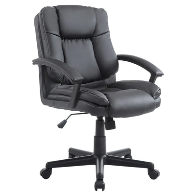 ProperAV Extra PU Leather Swivel Mid-Back Executive Office Chair Black