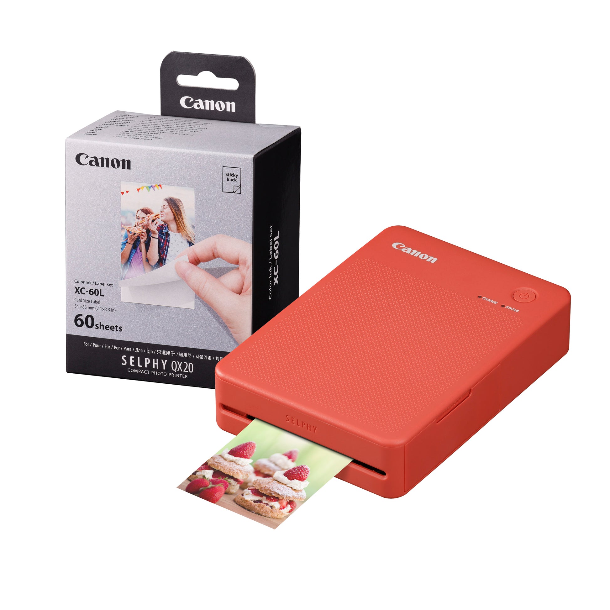 Canon Selphy QX20 Instant Photo Printer - Terracotta Red Printer + 60 Shot Pack