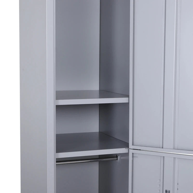 ProperAV Extra Rolled Steel Storage Locker Cabinet with Shelves - Grey - maplin.co.uk