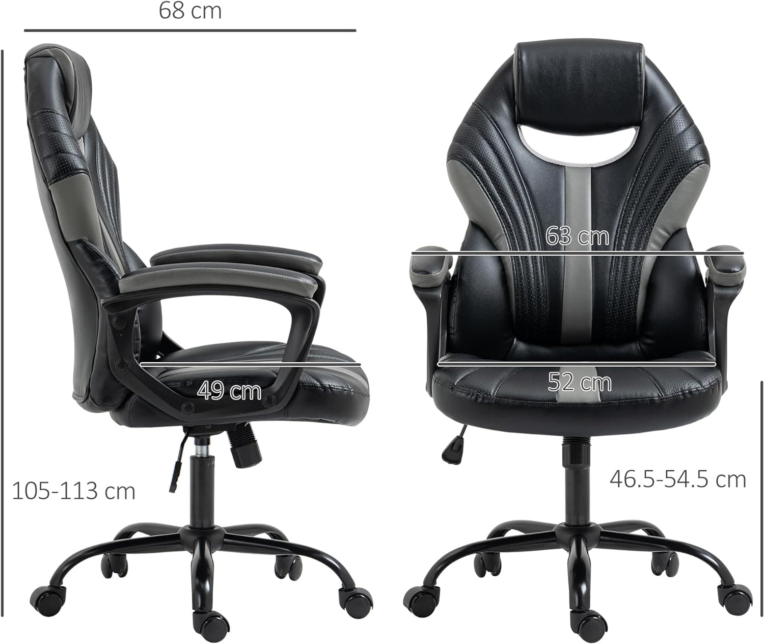 Maplin Plus Faux Leather Adjustable Swivel Gaming Chair - Black