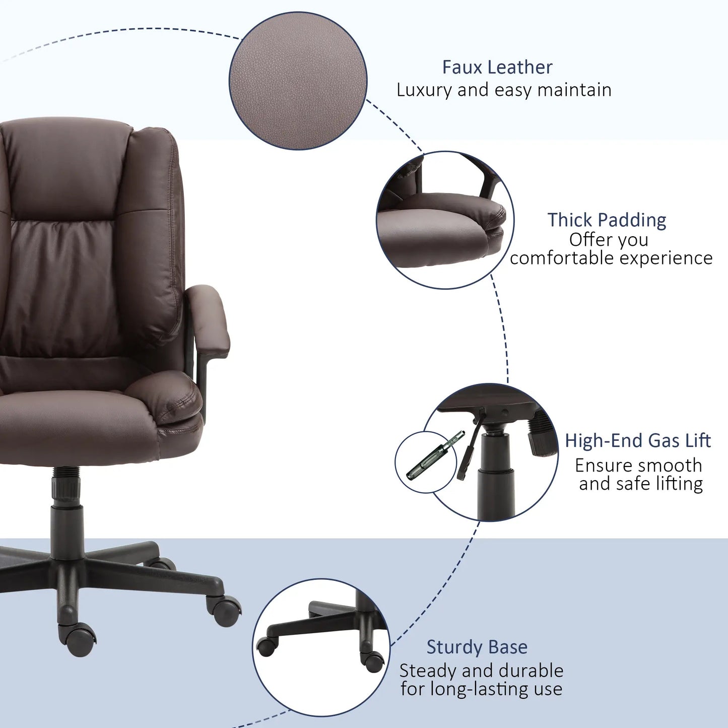 ProperAV Extra PU Leather Swivel Mid-Back Executive Office Chair