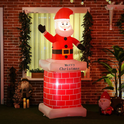 HOMCOM 7ft Christmas LED Inflatable Santa Claus From Chimney