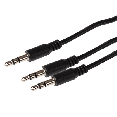 Maplin 3.5mm Aux Stereo 3 Pole Jack to Twin 3.5mm 3 Pole Jack Cable - Black, 2m