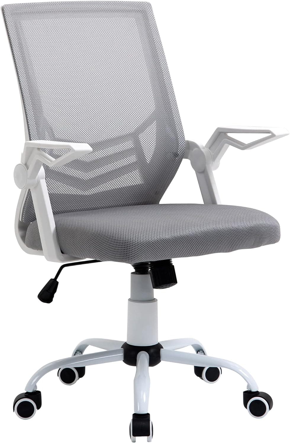 ProperAV Extra Ergonomic Adjustable Office Chair with Flip-up Arm & Lumbar Back Support Grey