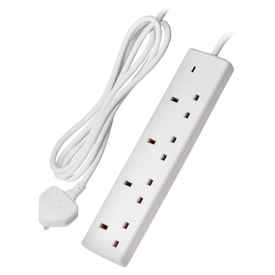 Maplin 2m 4 Socket 13A Extension Lead with Neon Indicators - White