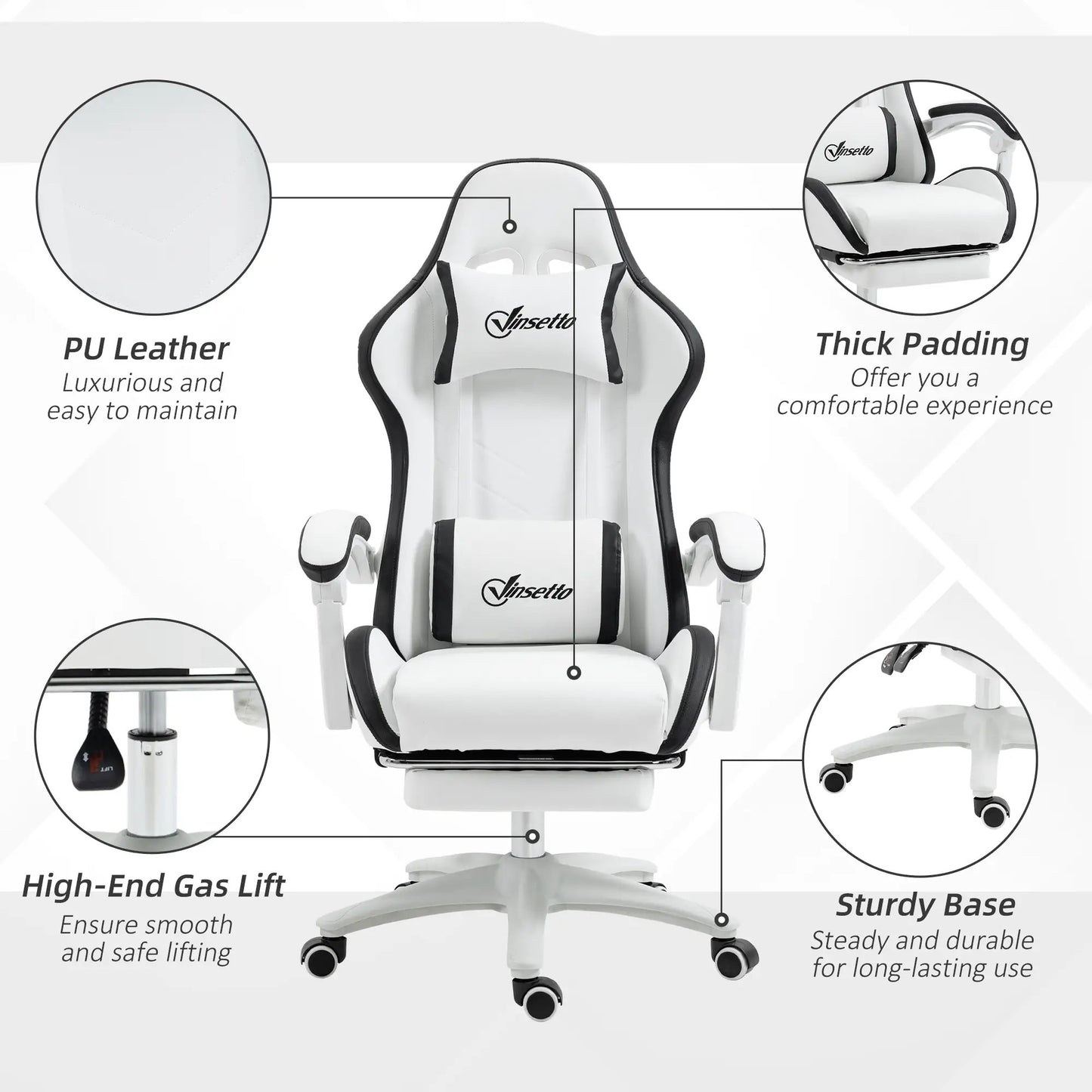 Maplin Plus Racing Style Gaming Chair with Reclining Function & Footrest