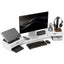 ProperAV Extra Dual Monitor Stand Riser with Adjustable Length & Angle White