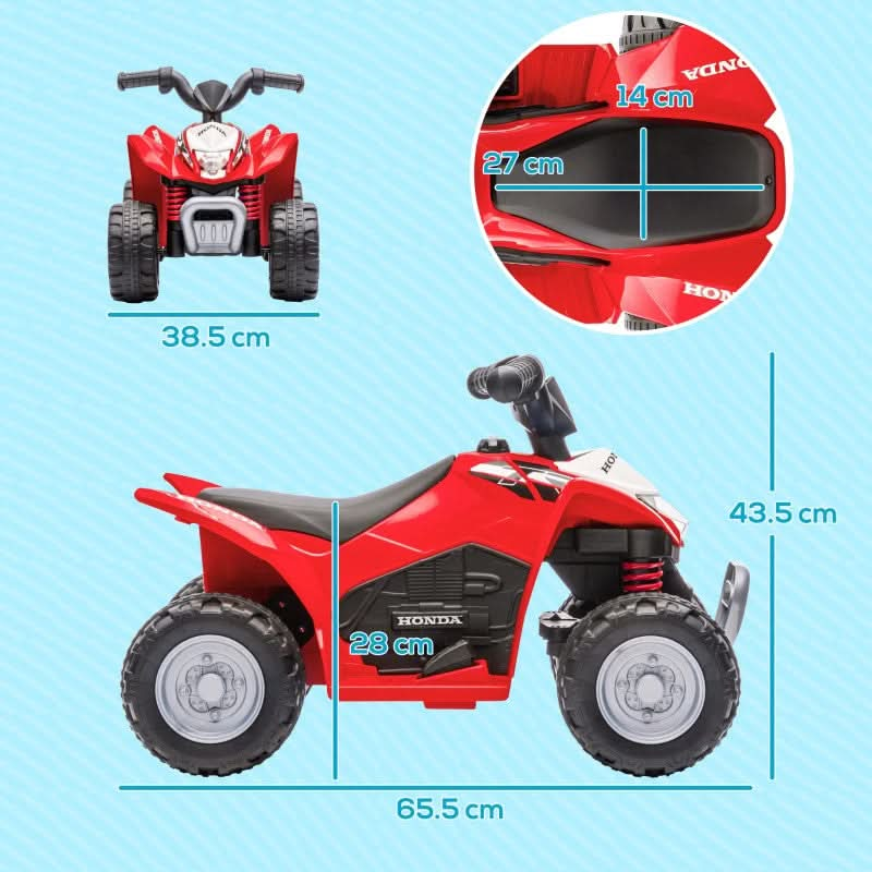 Maplin Plus AIYAPLAY Honda Licensed 6V Electric Ride On Kids Toy ATV Quad Bike with LED Lights & Horn for 1.5-3 Years