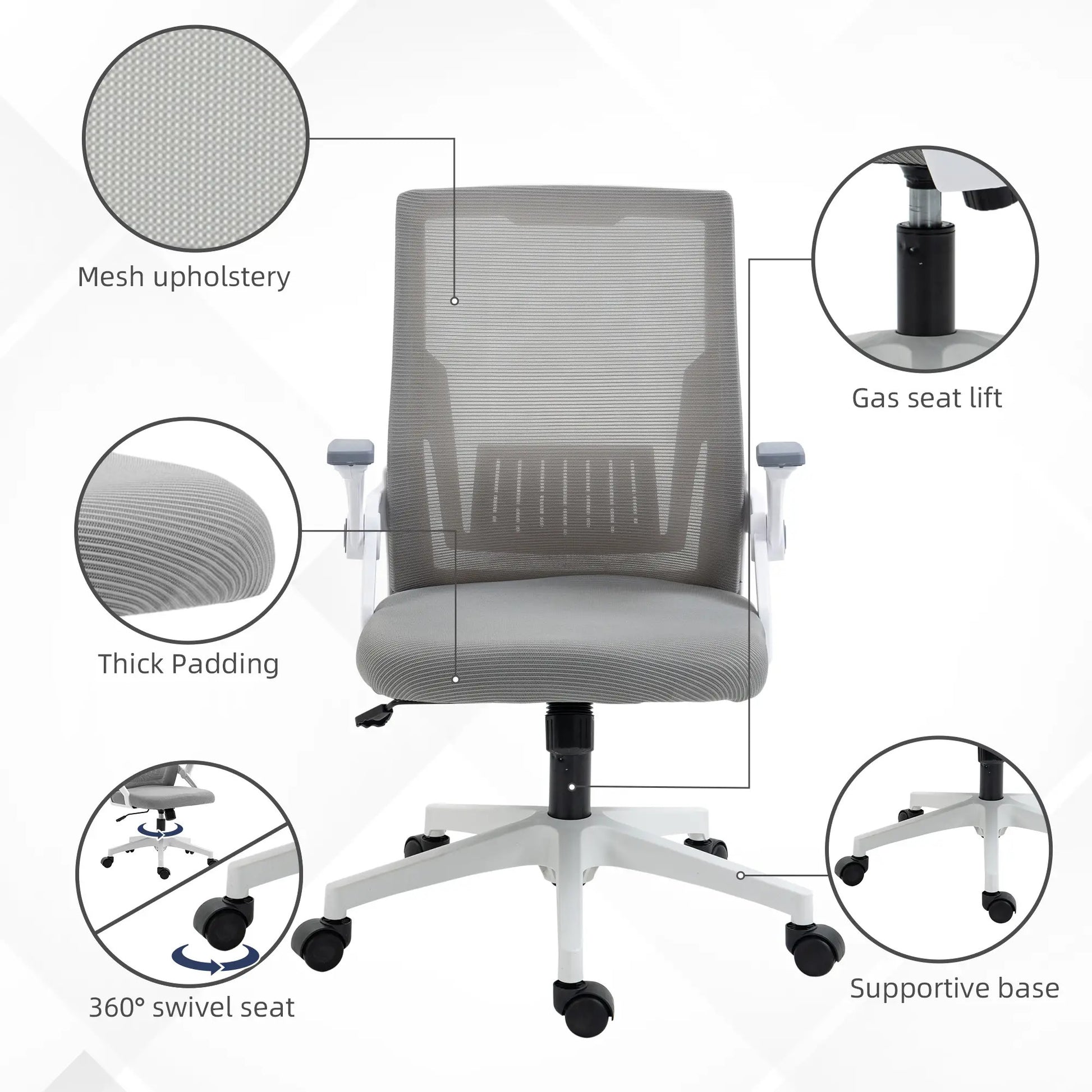 ProperAV Extra Mesh Ergonomic Office Chair with Lumbar Support & Flip-Up Arms