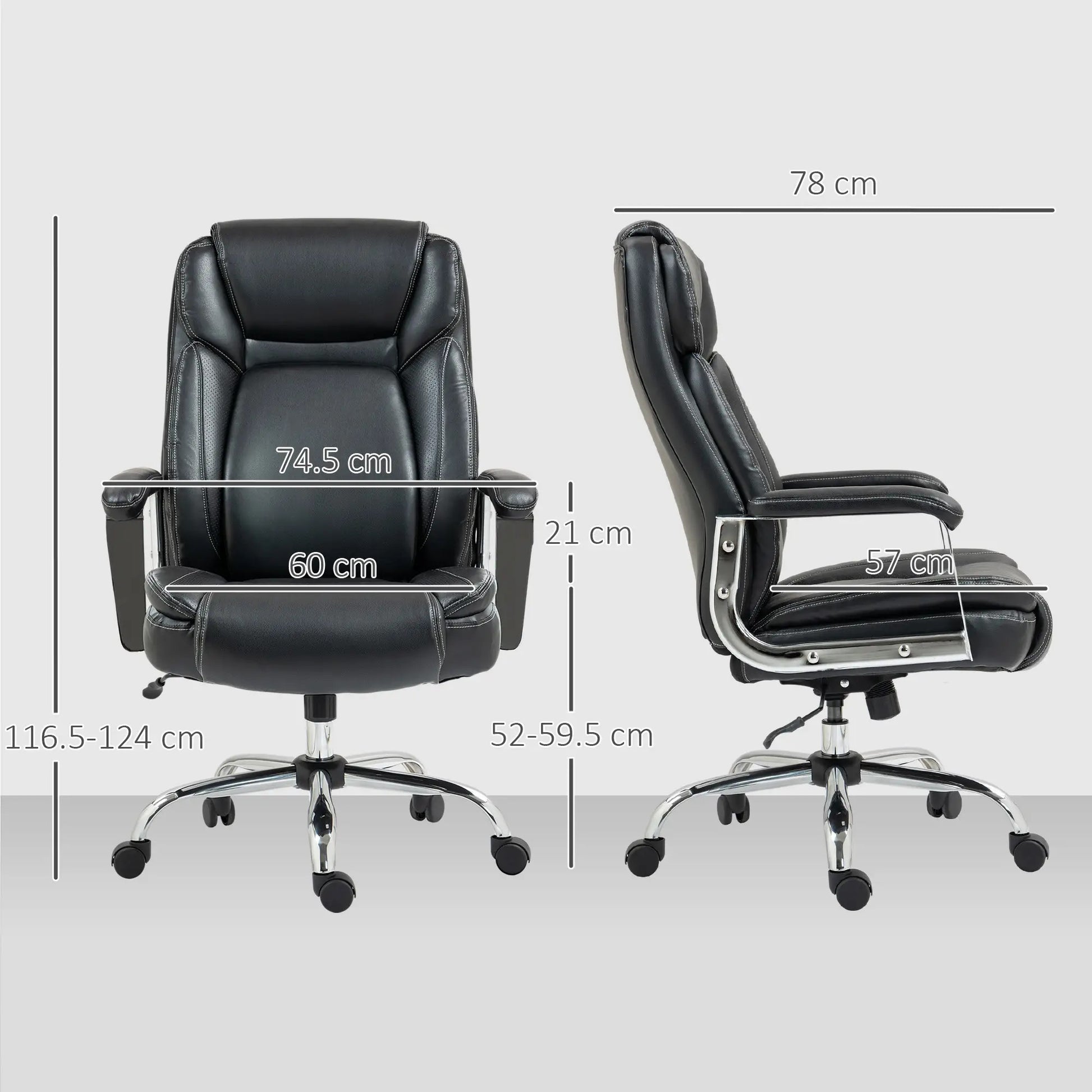 ProperAV Extra Faux Leather Adjustable Executive Office Chair - Black