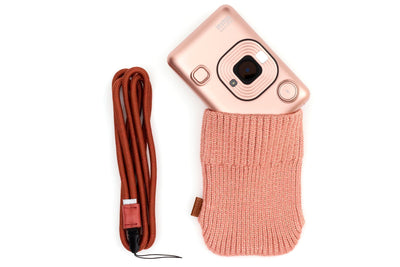 Fujifilm Instax Mini Liplay Accessory Kit with Neck Strap & Knitted Pouch - Blush Gold