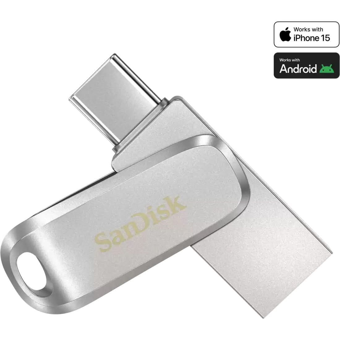 SanDisk 64GB Ultra Dual Drive Luxe USB-A / USB-C 3.2 Flash Drive - Steel