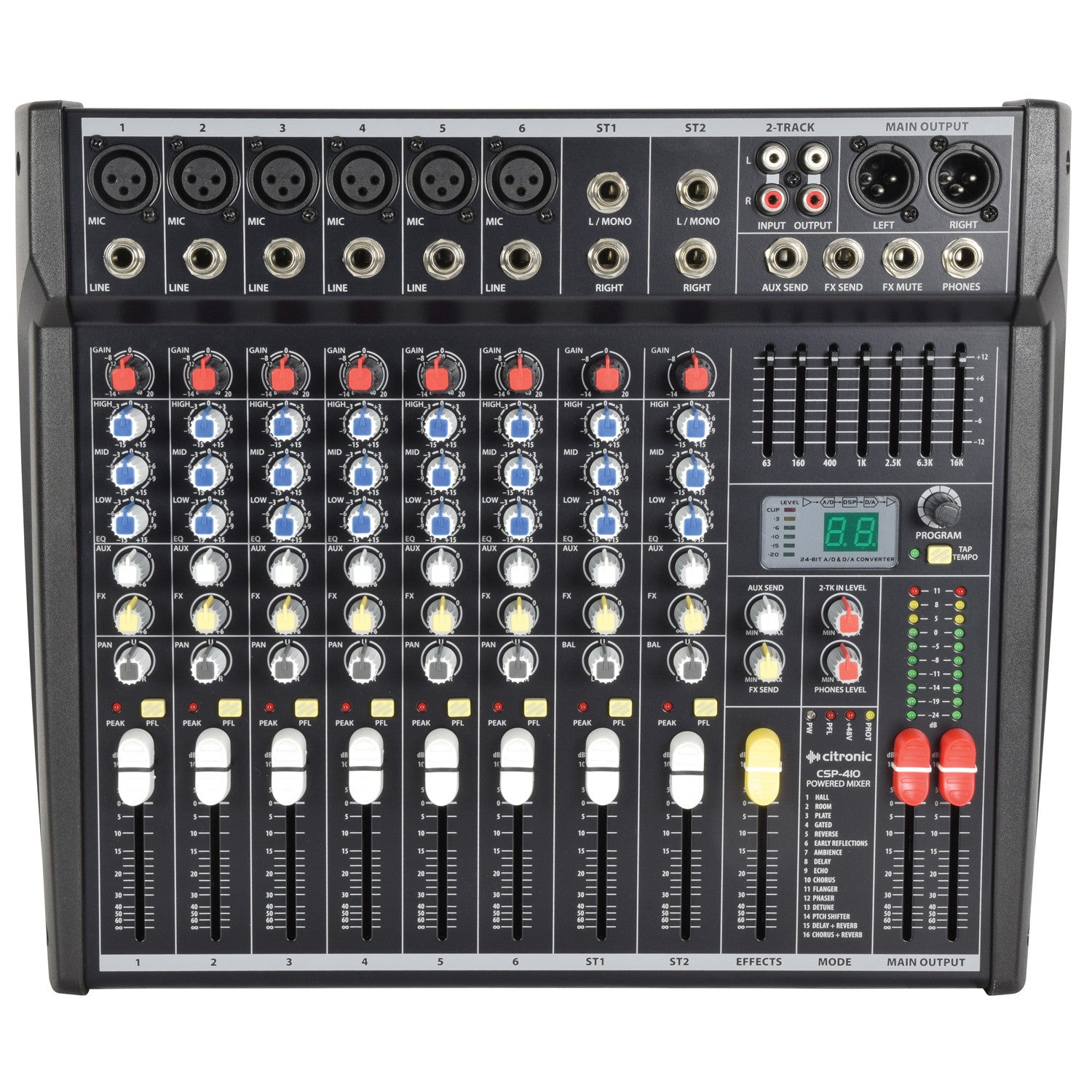 Citronic CSP Series Compact Powered Mixer with DSP 10 Inputs