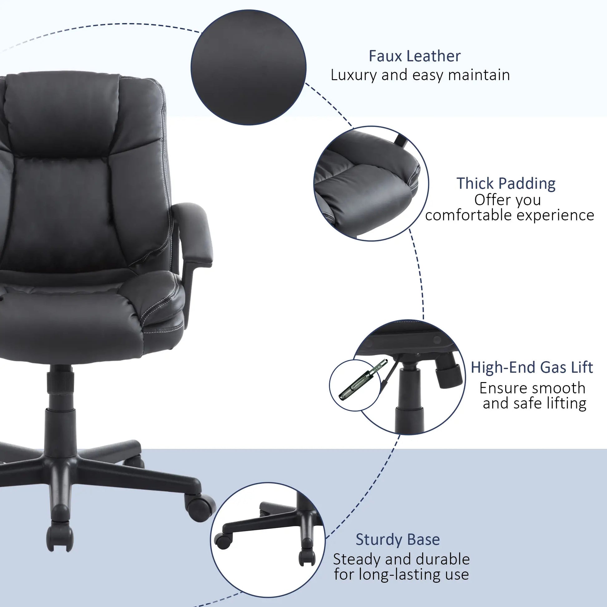 ProperAV Extra PU Leather Swivel Mid-Back Executive Office Chair