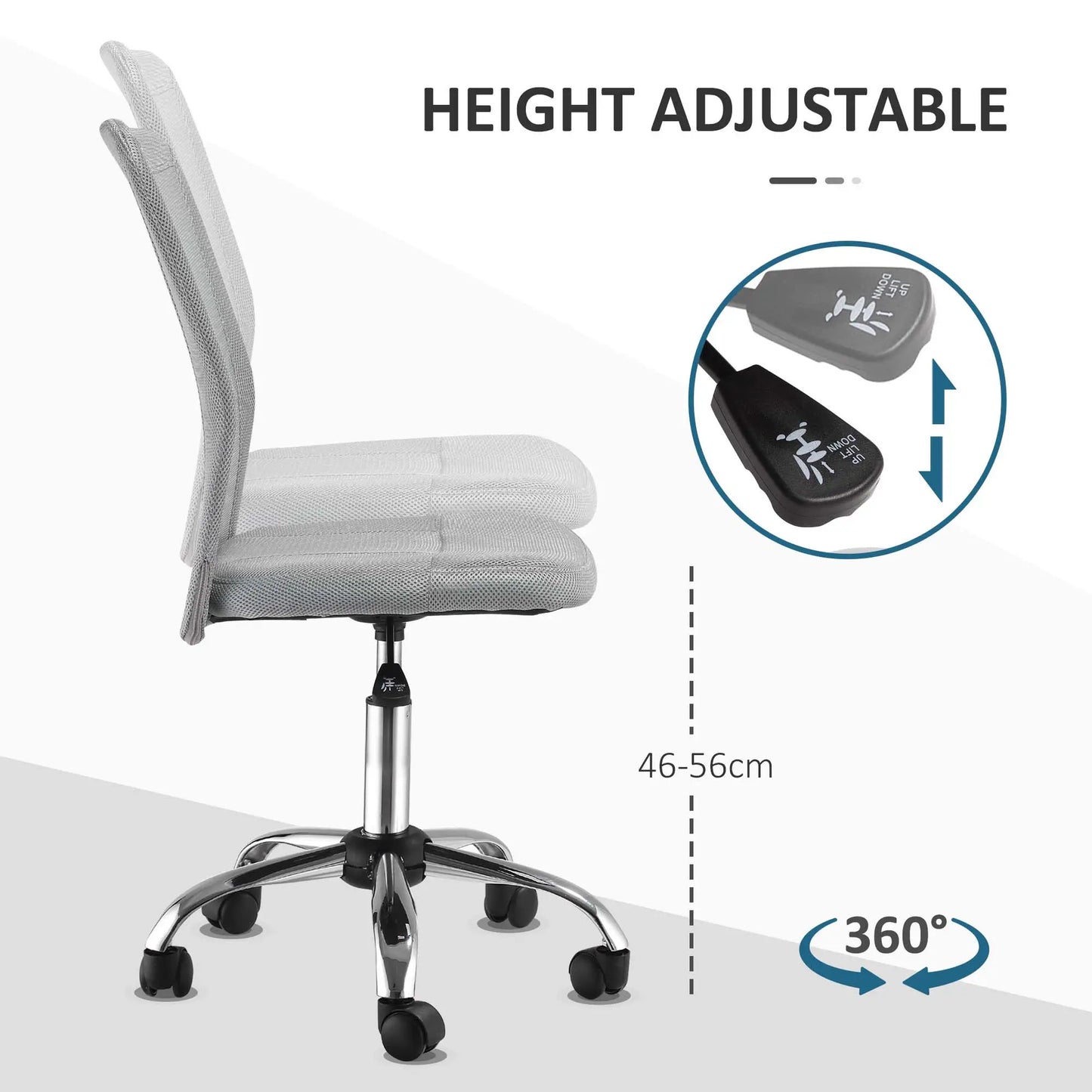 ProperAV Extra Armless Adjustable Mesh Office Chair