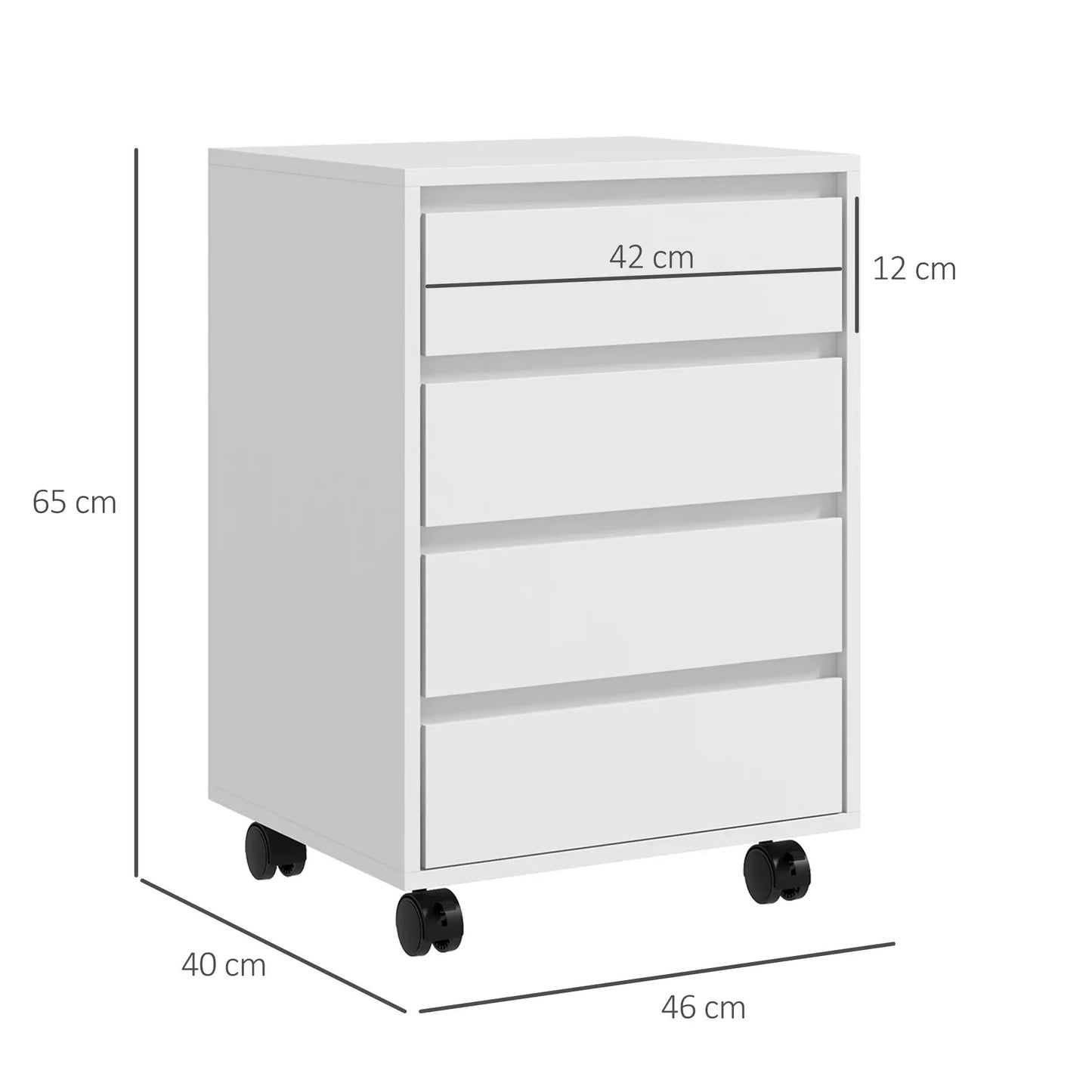 ProperAV Extra Mobile Vertical Filing Cabinet with 4 Drawers - White