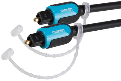 Maplin Optical Audio TOSlink Male to TOSlink Male Cable - Black, 10m