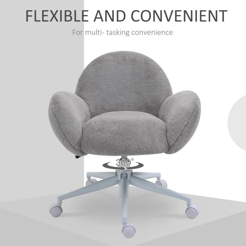 Fluffy grey desk online chair