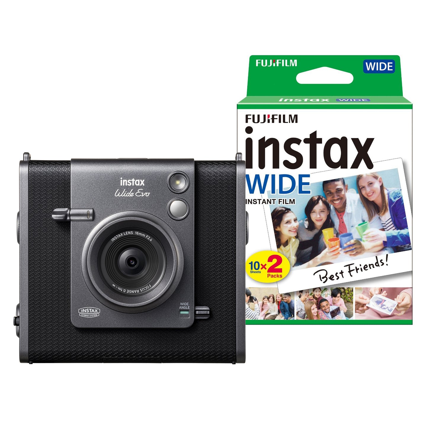 Fujifilm Instax Wide Evo Hybrid Instant Camera - Black Camera + 20 Shot Pack