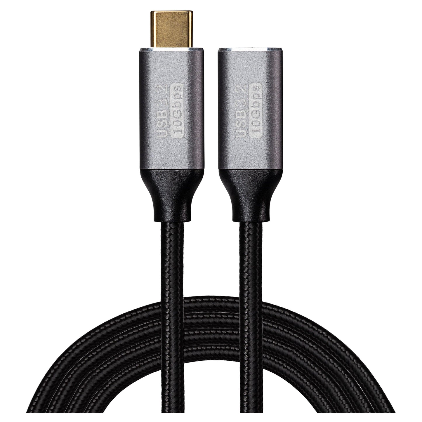 Maplin USB-C Male to USB-C Female 100W Extension Braided Cable - Black 3m