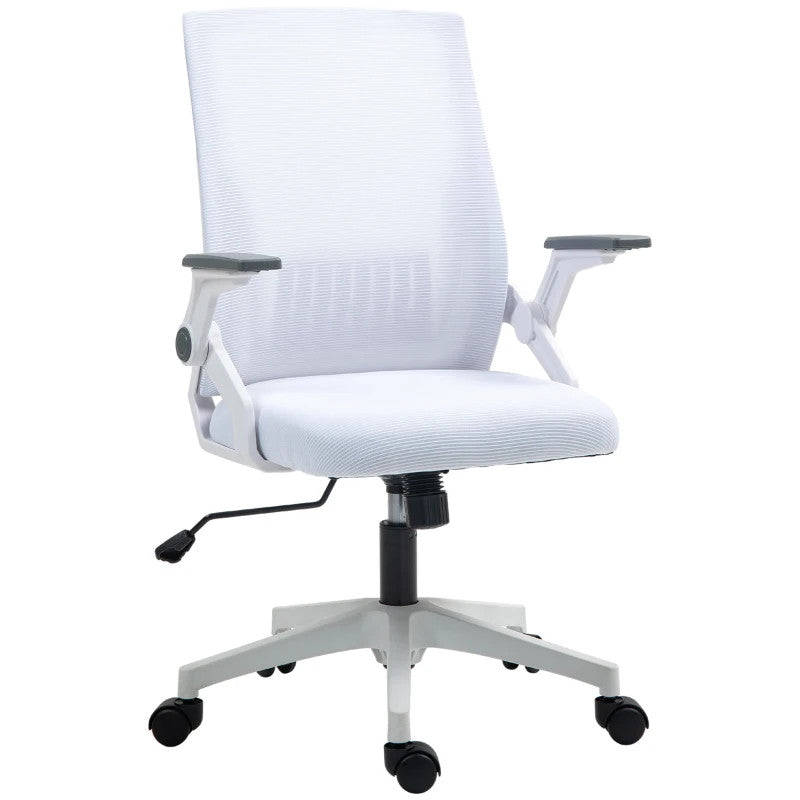 ProperAV Extra Mesh Ergonomic Office Chair with Lumbar Support & Flip-Up Arms White