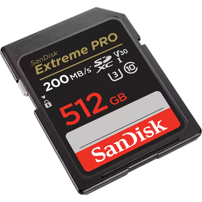 SanDisk 512GB Extreme Pro SDXC Class 10 Card 200 MB/s Class 3 (U3)