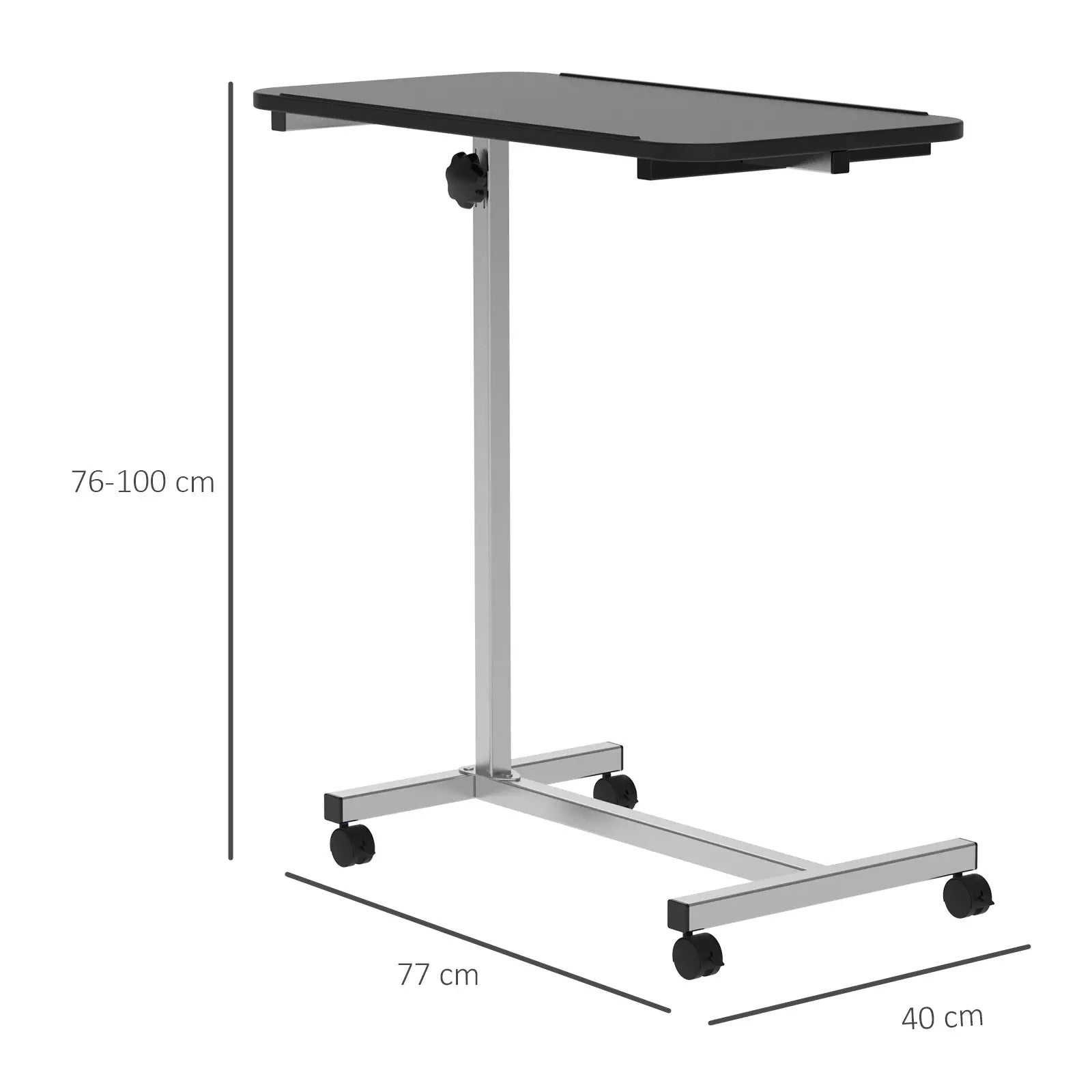 ProperAV Extra C-Shaped Mobile Table Desk with Casters