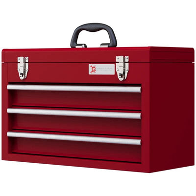 Maplin Plus 510mm x 220mm x 320mm Portable 3 Drawer Lockable Metal Tool Box Red