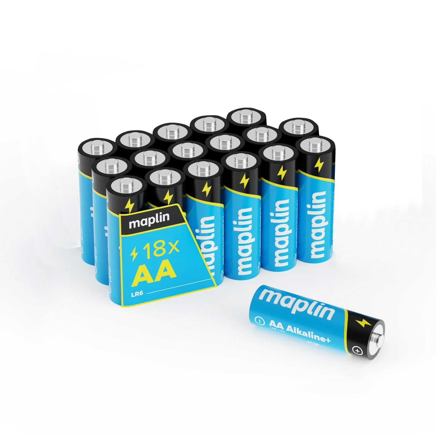 Maplin AA LR6 1.5V Alkaline Batteries 7 Year Shelf Life High Performance Pack of 18